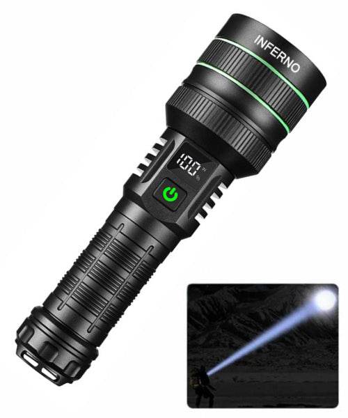 Ročna Baterijska LED Svetilka INFERNO, 3000lumnov, 5000mAh, 1500m Dometa - Shopper.si