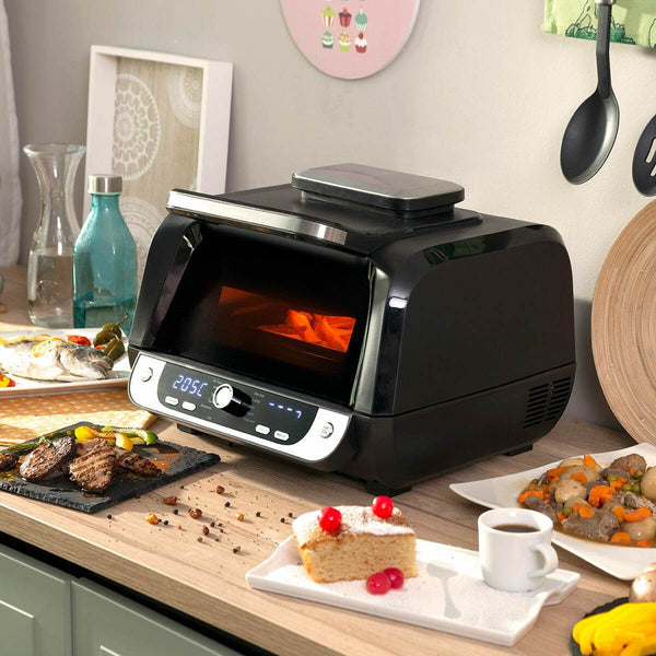 Cvrtnik na vroči zrak z žarom, dodatki in knjigo receptov InnovaGoods Fryinn 12-in-1 6000 Črna Jeklo 3400 W 6 L - Shopper.si